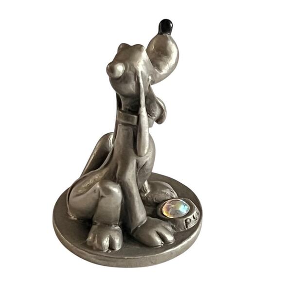 Hudson Pewter Disney #3993 Sitting Pluto Green Eye Crystal Dog Bowl 1.75" - Picture 5 of 7